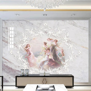 Angelic White Marble Wallpaper Mural, Custom Sizes Available