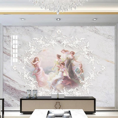 Image of Angelic White Marble Wallpaper Mural, Custom Sizes Available Household-Wallpaper Maughon's 