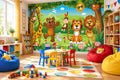 Animal Paradise Cartoon Wallpaper Mural, Custom Sizes Available Household-Wallpaper Maughon's 