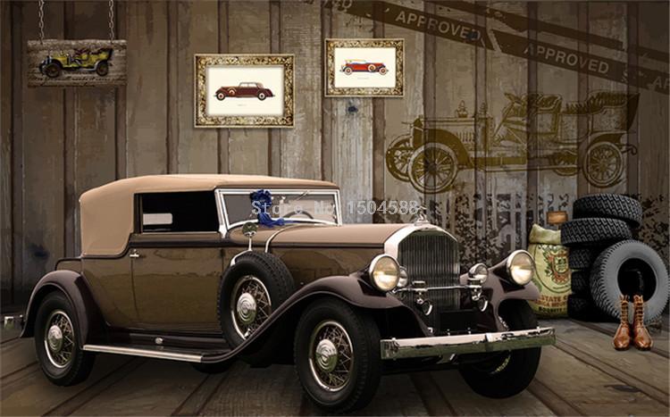 Antique Retro Car Wallpaper Mural, Custom Sizes Available Household-Wallpaper Maughon's 
