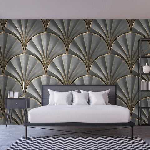 Image of Art Deco Abstract Fans Wallpaper Mural, Custom Sizes Available Maughon's 