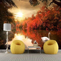 Autumn Dusk on Swan Lake Wallpaper Mural, Custom Sizes Available Maughon's 