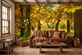 Autumn Forest Path Wallpaper Mural, Custom Sizes Available Household-Wallpaper Maughon's 