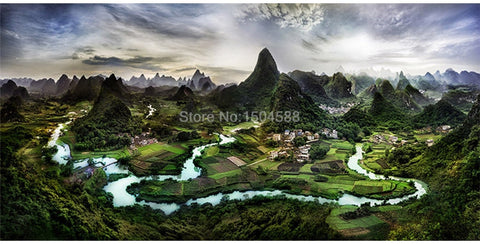 Image of Awesome Birds Eye View of Village Wallpaper Mural, Custom Sizes Available Wall Murals Maughon's 