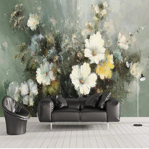 Image of Awesome Hand Painted Floral Still Life Wallpaper Mural, Custom Sizes Available Wall Murals Maughon's Waterproof Canvas 