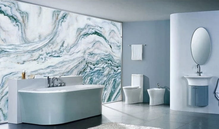 Teal, Gray and White Marble Self-Adhesive Wallpaper Mural, Custom Sizes Available