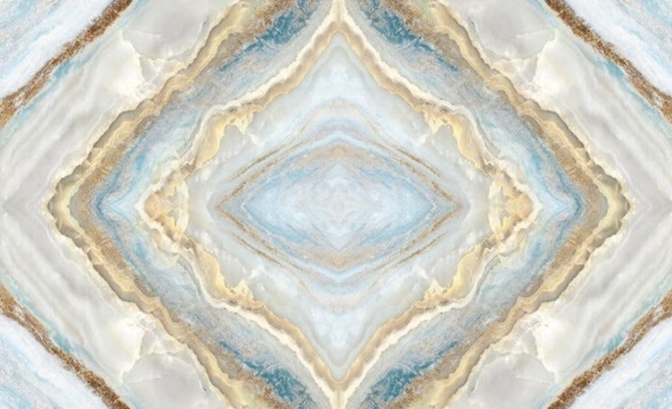 Tan And Blue Marble Butterfly Pattern Wallpaper Mural, Custom Sizes Available