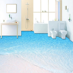 Beach and Seawater Floor Mural, Self Adhesive, Custom Sizes Available Household-Wallpaper-Floor Maughon's 