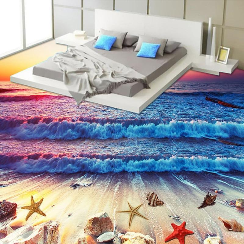 Beach and Shells at Sunset Floor Mural, Self Adhesive, Custom Sizes Available Household-Wallpaper-Floor Maughon's 