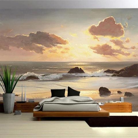 Beach Sunrise, Sunset Wallpaper Mural, Custom Sizes Available Household-Wallpaper Maughon's 