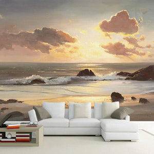 Beach Sunrise, Sunset Wallpaper Mural, Custom Sizes Available