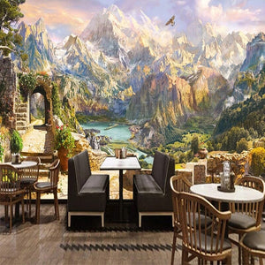Beautiful Alpine View Wallpaper Mural, Custom Sizes Available