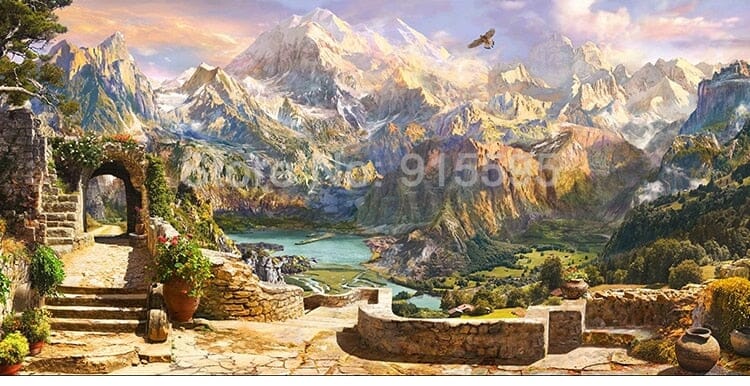 Beautiful Alpine View Wallpaper Mural, Custom Sizes Available Wall Murals Maughon's 