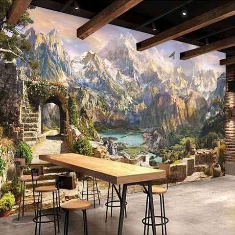 Image of Beautiful Alpine View Wallpaper Mural, Custom Sizes Available Wall Murals Maughon's Waterproof Canvas 