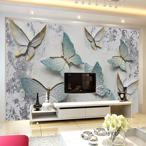 Beautiful Blue Pastel Butterflies Wallpaper Mural, Custom Sizes Available Maughon's 