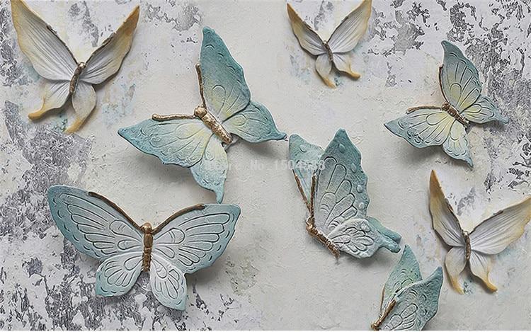 Beautiful Blue Pastel Butterflies Wallpaper Mural, Custom Sizes Available Maughon's 