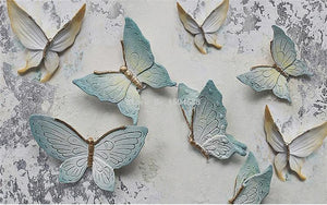 Papel Pintado Hermosas Mariposas Azules Pastel, Tamaños Personalizados Disponibles