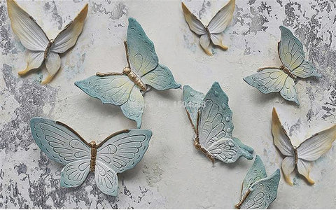 Image of Beautiful Blue Pastel Butterflies Wallpaper Mural, Custom Sizes Available Maughon's 