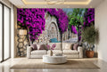 Beautiful Bougainvillea On Stone Wall Wallpaper Mural, Custom Sizes Available Maughon's 