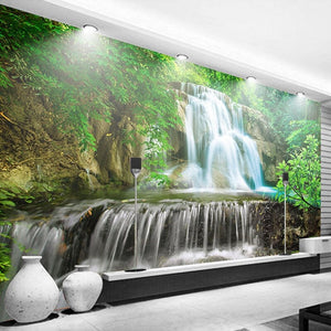 Beautiful Cascading Waterfalls Wallpaper Mural, Custom Sizes Available