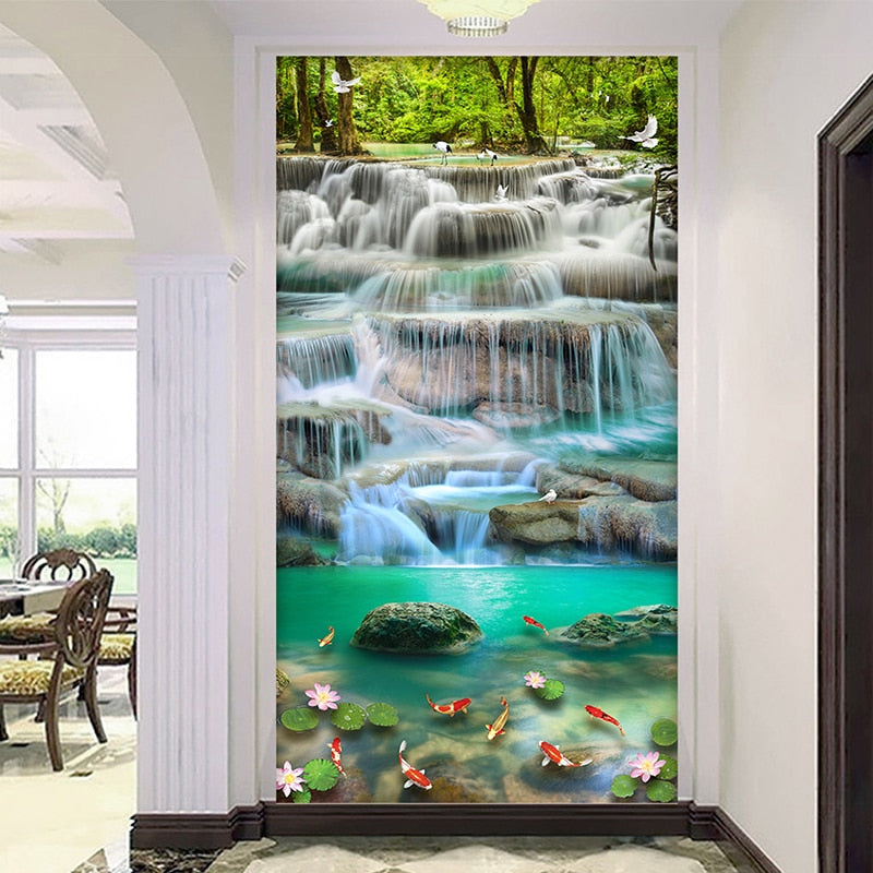 Beautiful Cascading Waterfalls Wallpaper Mural, Custom Sizes Available Wall Murals Maughon's Waterproof Canvas 