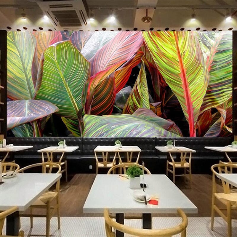 Beautiful Close-up View of Tropical Leaves Wallpaper Mural, Custom Sizes Available Wall Murals Maughon's 