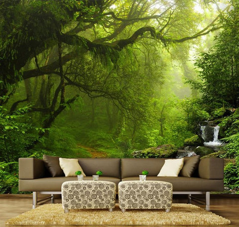 Image of Beautiful Forest and Stream Wallpaper Mural, Custom Sizes Available Household-Wallpaper Maughon's 