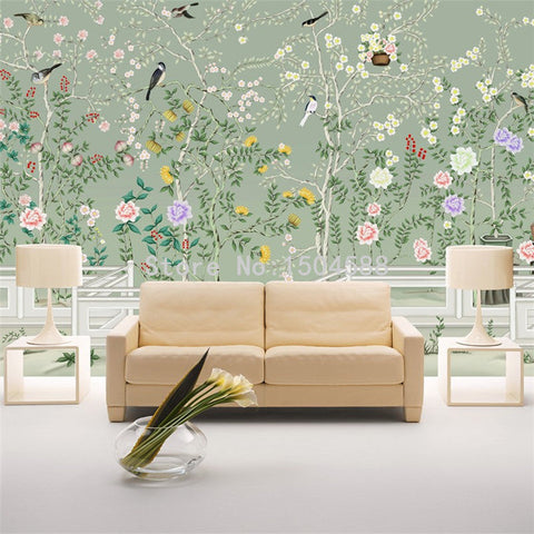 Image of Beautiful Garden With Birds Wallpaper Mural, Custom Mural Available Wall Murals Maughon's 