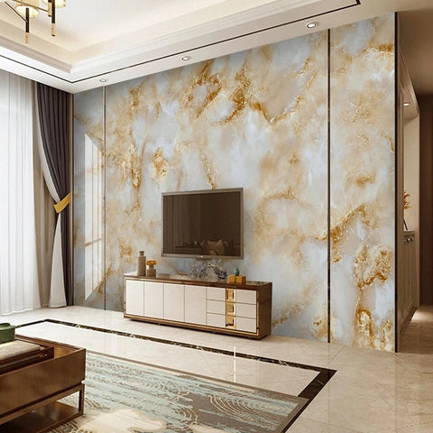 Image of Beautiful Gold and White Marble Wallpaper Mural, Custom Sizes Available Wall Murals Maughon's 