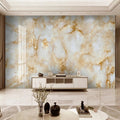 Beautiful Gold and White Marble Wallpaper Mural, Custom Sizes Available Wall Murals Maughon's Waterproof Canvas 