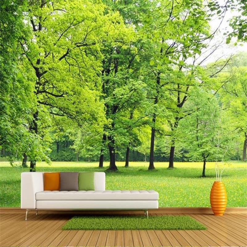 Beautiful Grassy Meadow With Trees Wallpaper Mural, Custom Sizes Available Household-Wallpaper Maughon's 
