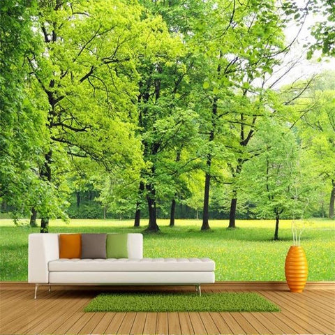 Image of Beautiful Grassy Meadow With Trees Wallpaper Mural, Custom Sizes Available Household-Wallpaper Maughon's 