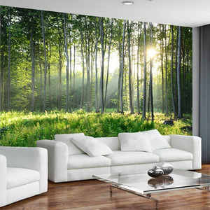 Beautiful Green Forest Scenery Wallpaper Mural, Custom Sizes Available Maughon's 
