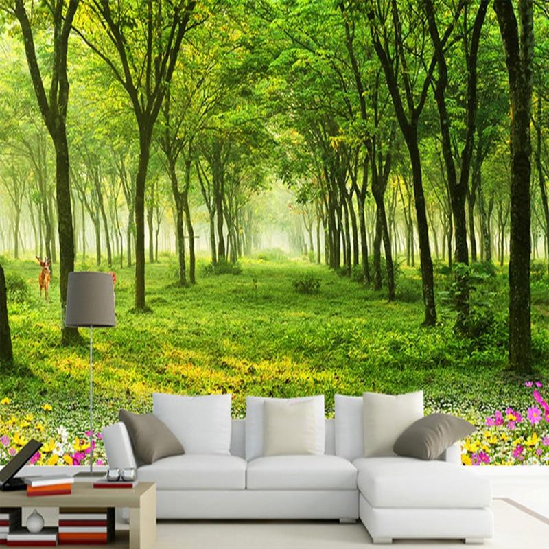 Beautiful Green Meadow and Trees Wallpaper Mural, Custom Sizes Available Maughon's 