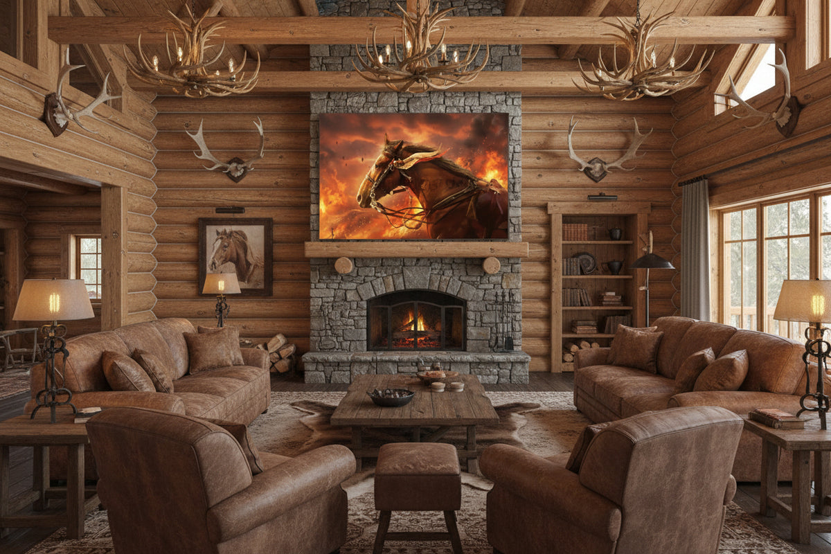 Beautiful Hand-Painted Brown Horse Wallpaper Mural, Custom Sizes Available Wall Murals Maughon's 