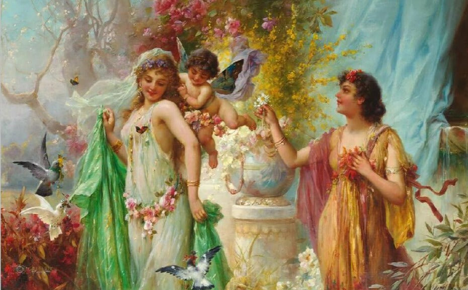 Beautiful Ladies With Cherub Wallpaper Mural, Custom Sizes Available Wall Murals Maughon's B 