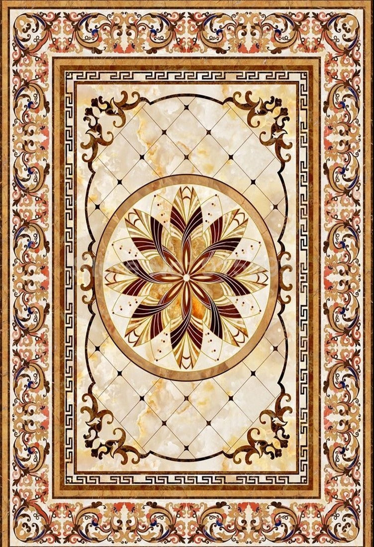 Beautiful Medallion Rug Self Adhesive Floor Mural, Custom Sizes Available Household-Wallpaper-Floor Maughon's 