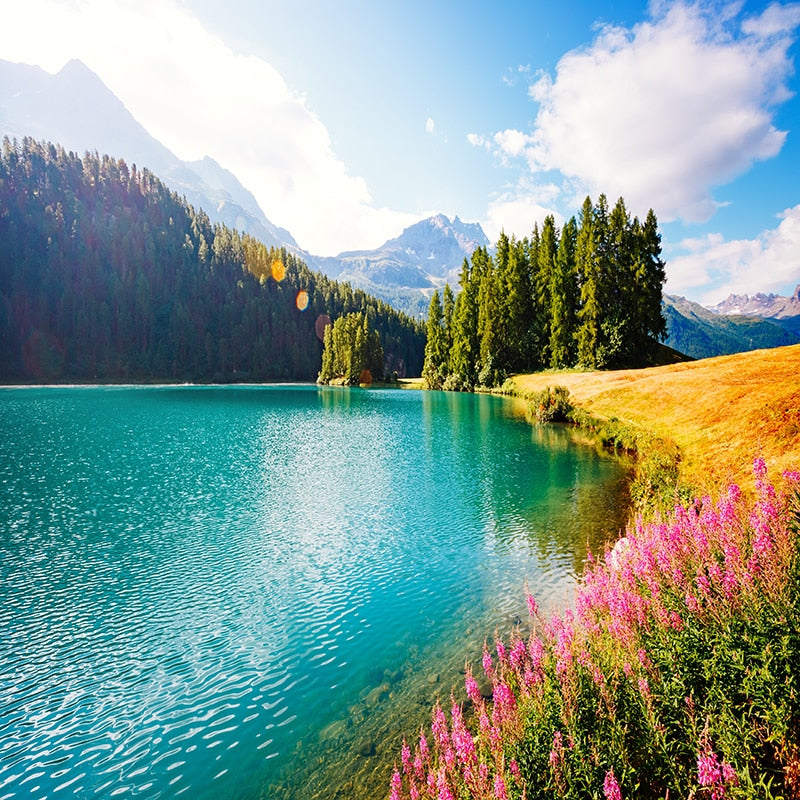 Beautiful Mountain Lake Wallpaper Mural, Custom Sizes Available Wall Murals Maughon's 