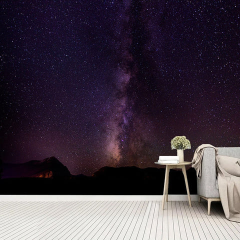 Image of Beautiful Night Sky Milky Way Wallpaper Mural, Custom Sizes Available Wall Murals Maughon's Waterproof Canvas 