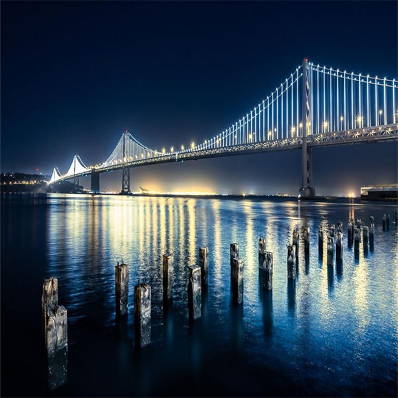 Beautiful Night View of Bridge Wallpaper Mural, Custom Sizes Available Maughon's 