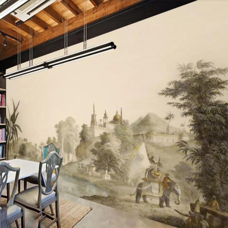 Beautiful Pastoral Scene of India Wallpaper Mural, Custom Sizes Availble Wall Murals Maughon's 