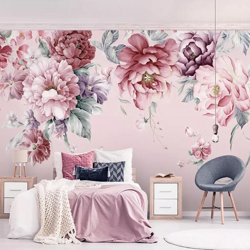 Beautiful Peonies Flowers Wallpaper Mural, Custom Sizes Available Household-Wallpaper Maughon's 