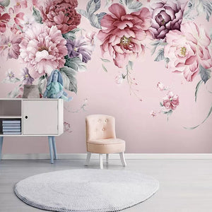 Beautiful Peonies Flowers Wallpaper Mural, Custom Sizes Available