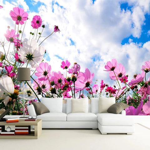 Image of Beautiful Pink Wildflowers Wallpaper Mural, Custom Sizes Available Wall Murals Maughon's 
