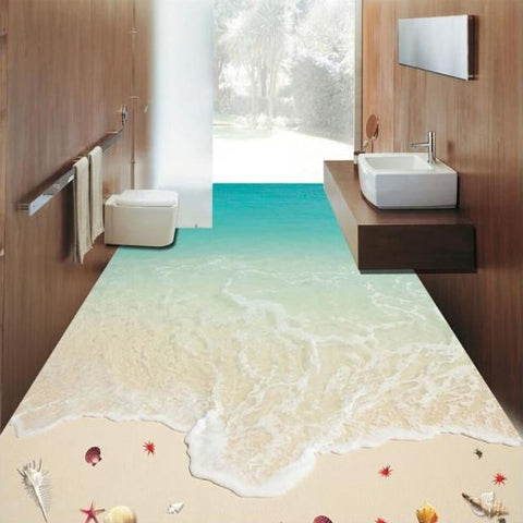 Image of Beautiful Sandy Beach With Shells Self Adhesive Floor Mural, Custom Sizes Available Floor Murals Maughon's 