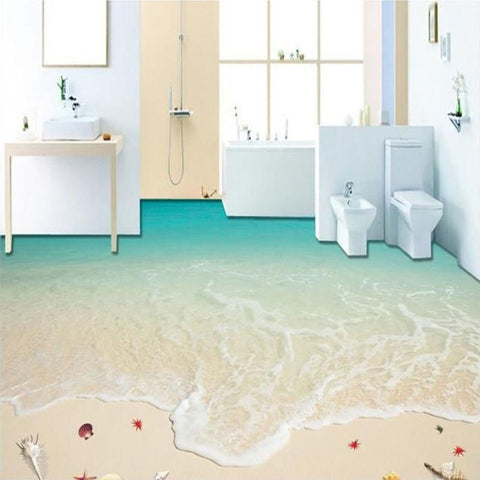 Image of Beautiful Sandy Beach With Shells Self Adhesive Floor Mural, Custom Sizes Available Floor Murals Maughon's 