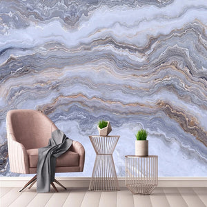 Beautiful Striated Gray/Tan Marble Wallpaper Mural, Custom Sizes Available