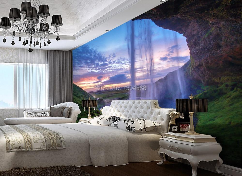 Beautiful Sunset and Waterfall Wallpaper Mural, Custom Sizes Available Maughon's 
