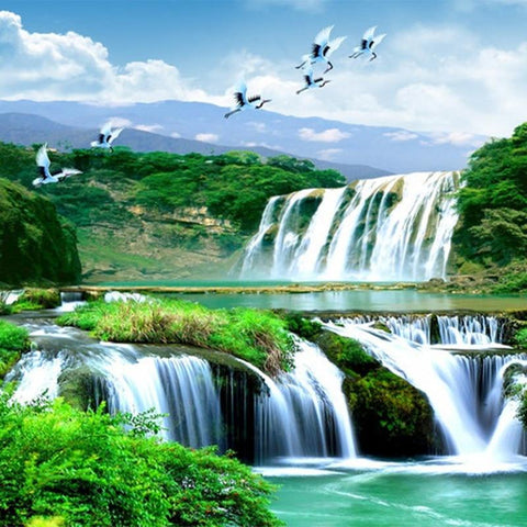 Image of Beautiful Waterfalls Wallpaper Mural, Custom Sizes Available Household-Wallpaper Maughon's 