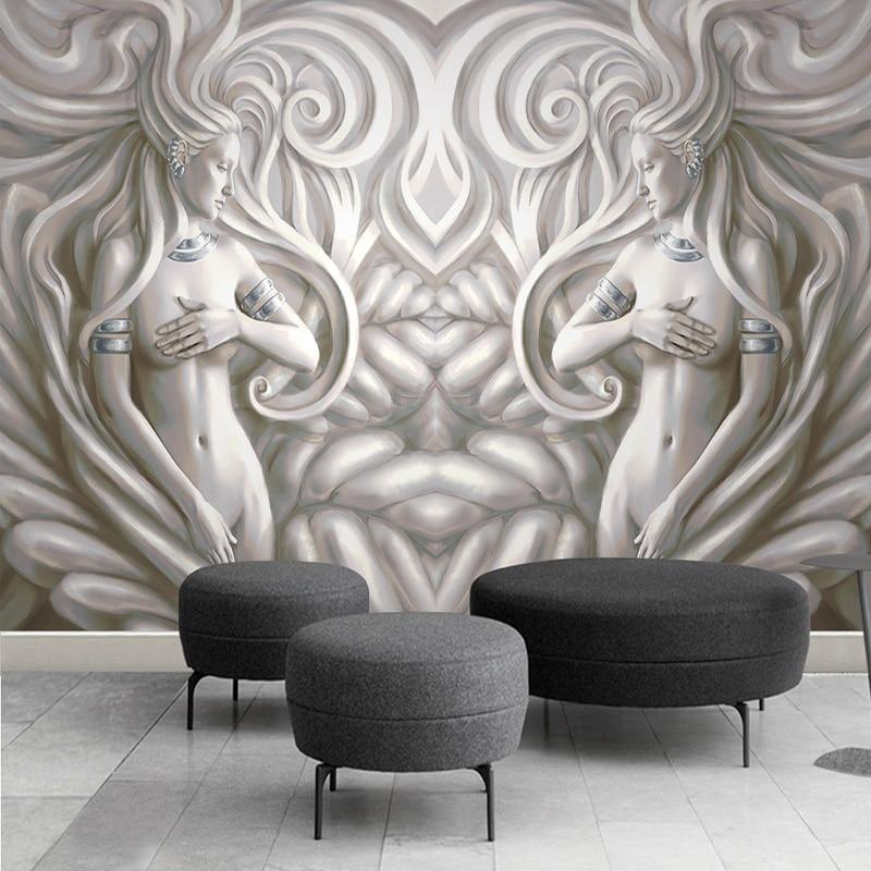 Beautiful White and Gray Sculpture Wallpaper Mural, Custom Sizes Available Maughon's 